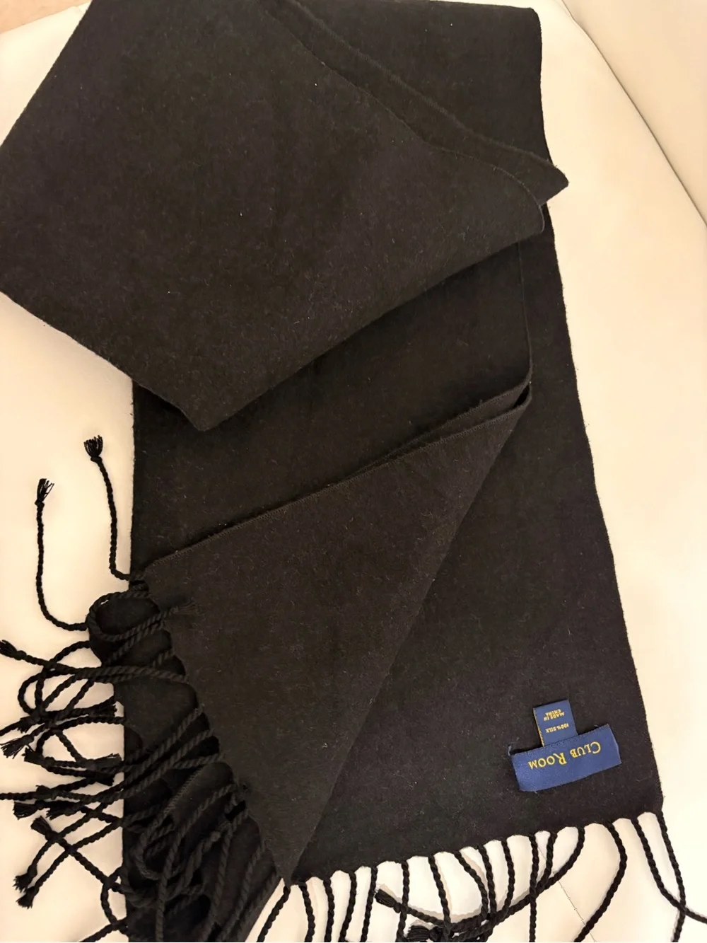Club Room Black Fringe Wool-Blend Scarf